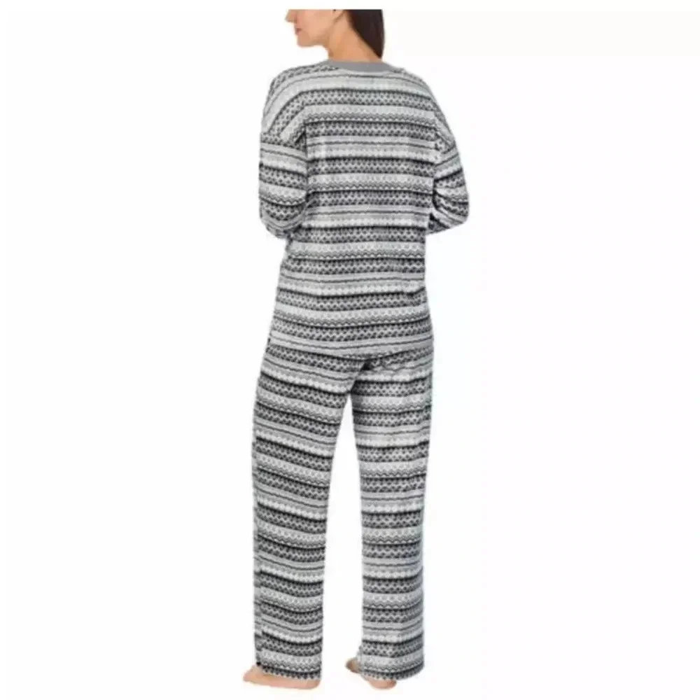 Nautica Pajama‎ PJ Set Women's size XXL 2 Piece Fleece Sleepwear V-Neck Top Gray